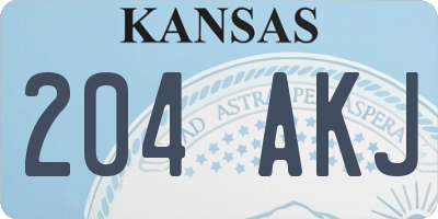 KS license plate 204AKJ