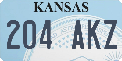 KS license plate 204AKZ