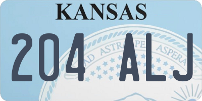 KS license plate 204ALJ