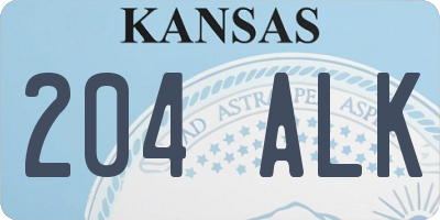 KS license plate 204ALK