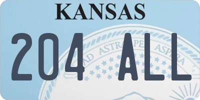 KS license plate 204ALL