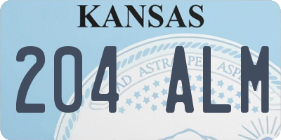 KS license plate 204ALM