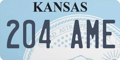 KS license plate 204AME
