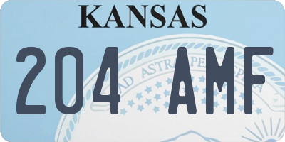 KS license plate 204AMF