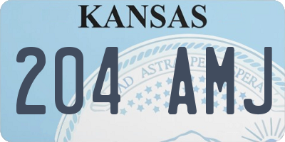 KS license plate 204AMJ