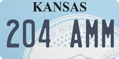 KS license plate 204AMM