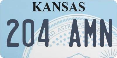 KS license plate 204AMN