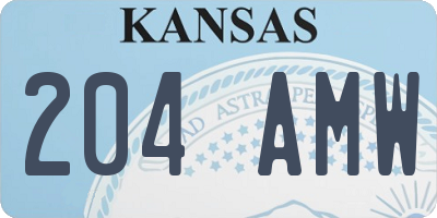 KS license plate 204AMW