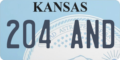 KS license plate 204AND