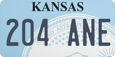 KS license plate 204ANE