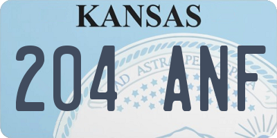 KS license plate 204ANF