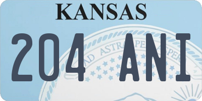 KS license plate 204ANI