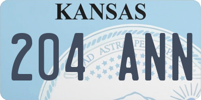 KS license plate 204ANN
