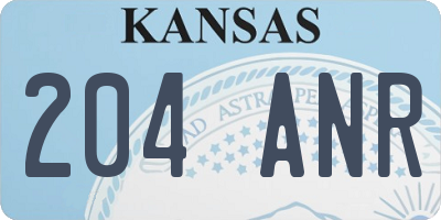 KS license plate 204ANR