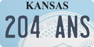 KS license plate 204ANS