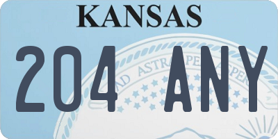 KS license plate 204ANY