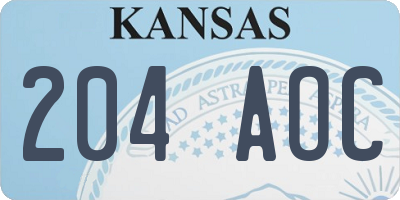 KS license plate 204AOC