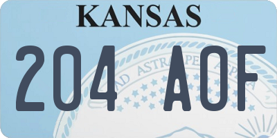 KS license plate 204AOF