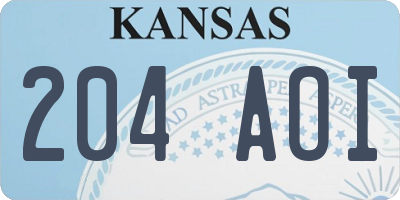 KS license plate 204AOI