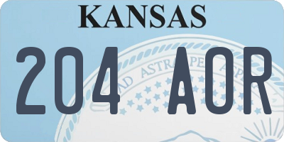 KS license plate 204AOR