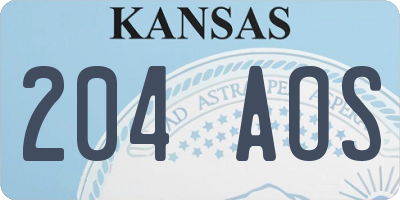 KS license plate 204AOS