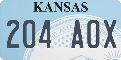 KS license plate 204AOX