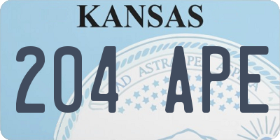 KS license plate 204APE