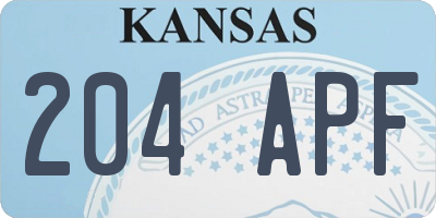 KS license plate 204APF