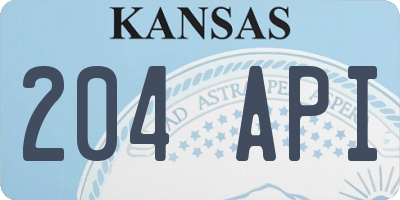 KS license plate 204API