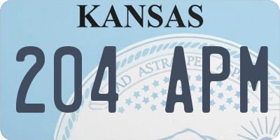 KS license plate 204APM