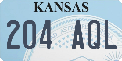 KS license plate 204AQL