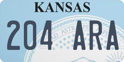 KS license plate 204ARA