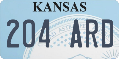 KS license plate 204ARD