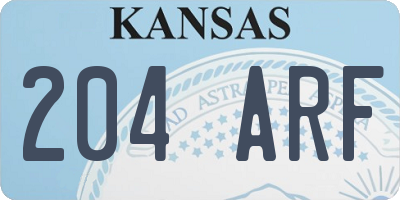KS license plate 204ARF