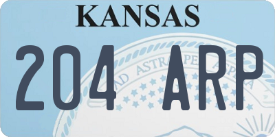 KS license plate 204ARP
