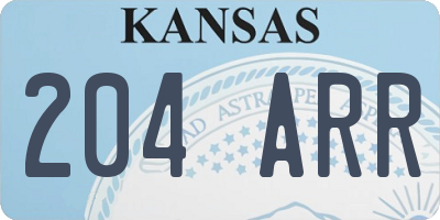KS license plate 204ARR
