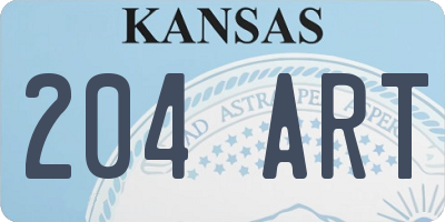 KS license plate 204ART