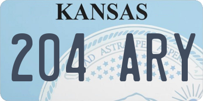 KS license plate 204ARY