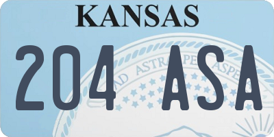 KS license plate 204ASA