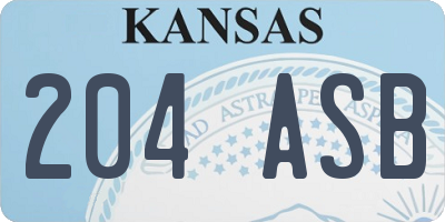 KS license plate 204ASB