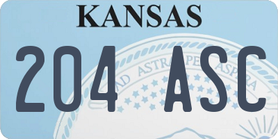 KS license plate 204ASC