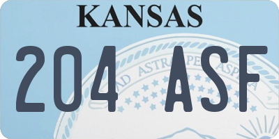 KS license plate 204ASF