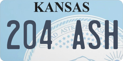 KS license plate 204ASH