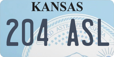 KS license plate 204ASL