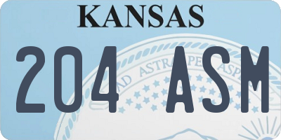 KS license plate 204ASM