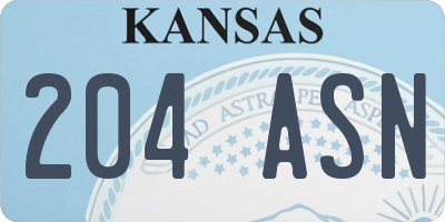 KS license plate 204ASN