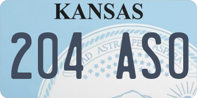 KS license plate 204ASO