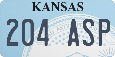 KS license plate 204ASP