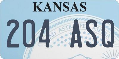 KS license plate 204ASQ