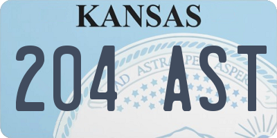 KS license plate 204AST